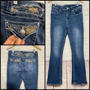 Fire & Rain Bootcut Flare Y2K Embroidered Jeans